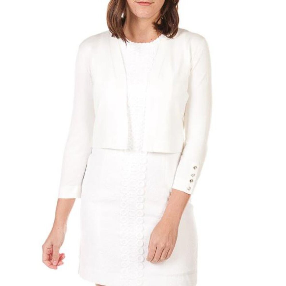 TOMMY HILFIGER Women's Button Sleeve Shrug Size XL In White